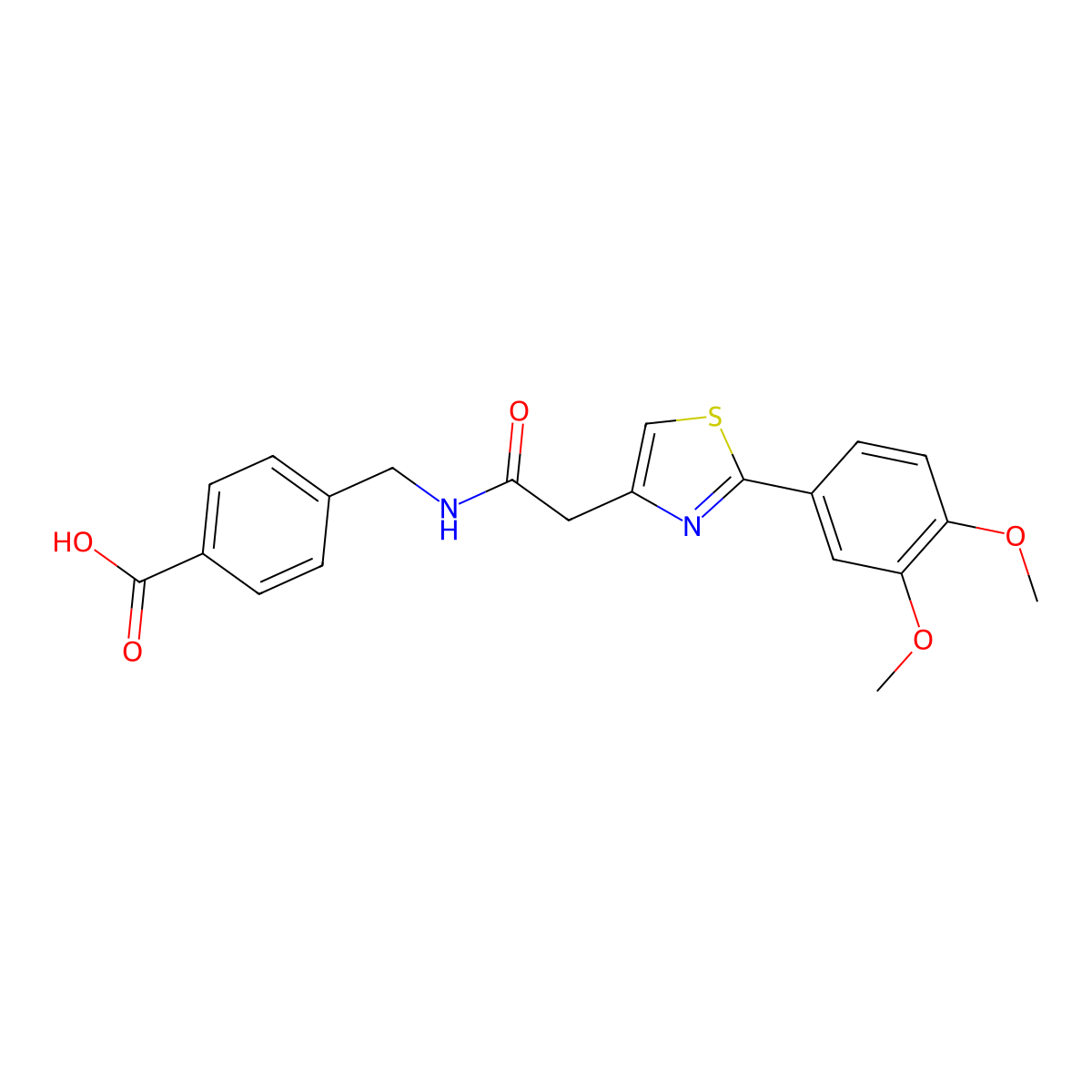 4-[({[2-(3,4-Dimethoxyphenyl)-1,3-thiazol-4-yl]acetyl}amino)methyl]benzoic acid molecular structure, CAS 1144448-15-6