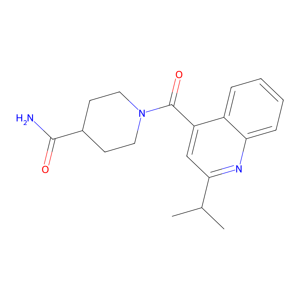 1-{[2-(Propan-2-yl)quinolin-4-yl]carbonyl}piperidine-4-carboxamide molecular structure, CAS 1144448-40-7