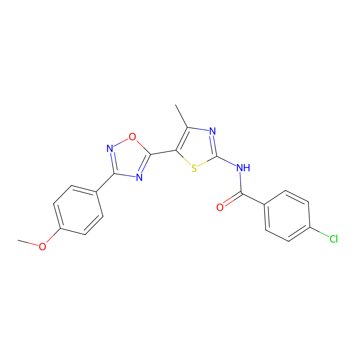 4-chloro-N-[(2Z)-5-[3-(4-methoxyphenyl)-1,2,4-oxadiazol-5-yl]-4-methyl-1,3-thiazol-2(3H)-ylidene]benzamide molecular structure, CAS 1144448-50-9