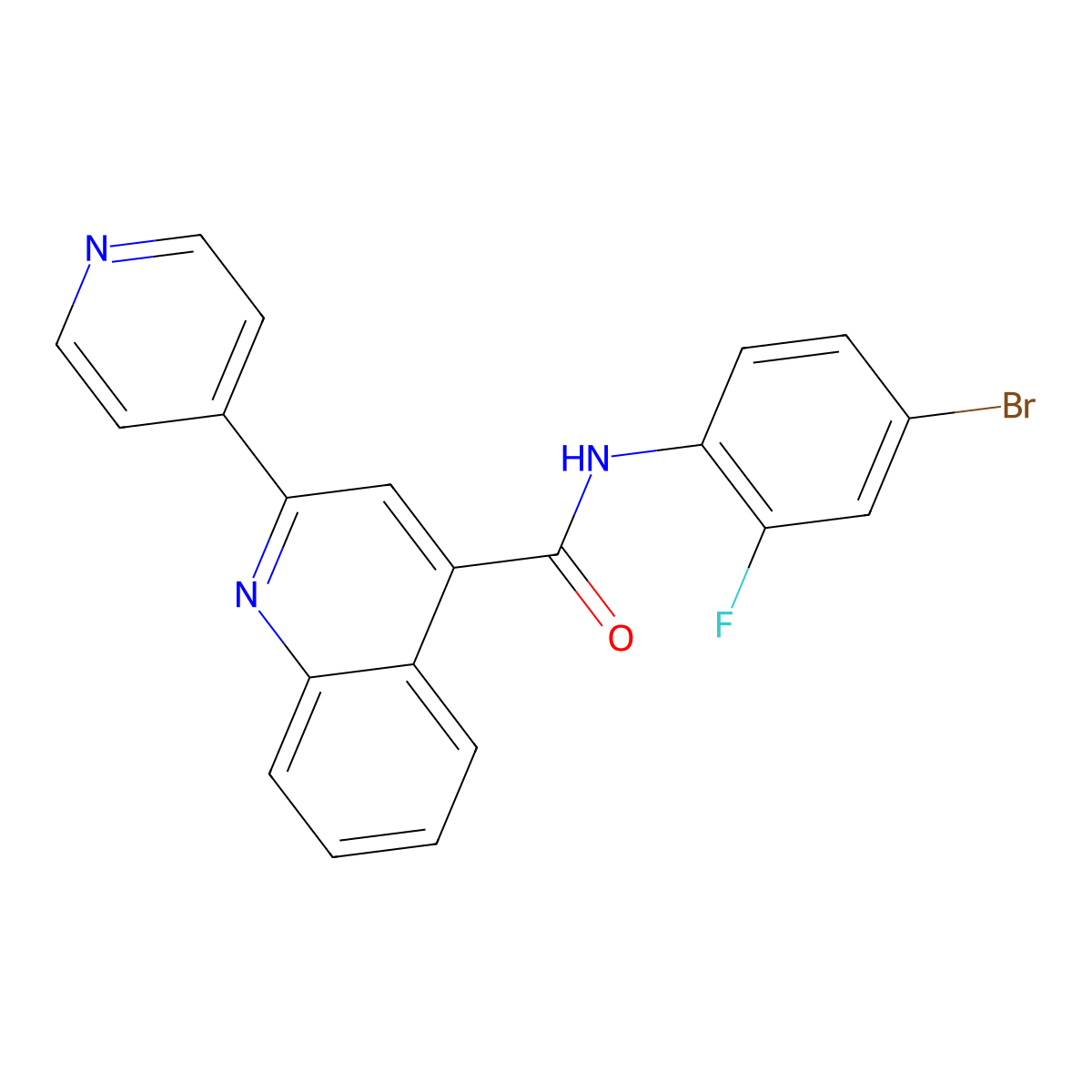 N-(4-bromo-2-fluorophenyl)-2-(pyridin-4-yl)quinoline-4-carboxamide molecular structure, CAS 1144448-52-1