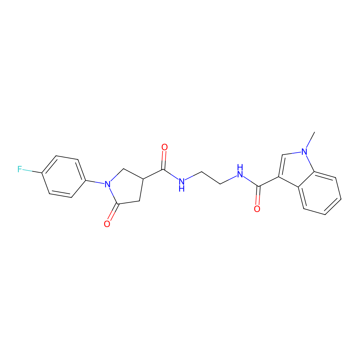 N-[2-({[1-(4-fluorophenyl)-5-oxopyrrolidin-3-yl]carbonyl}amino)ethyl]-1-methyl-1H-indole-3-carboxamide molecular structure, CAS 1144448-58-7