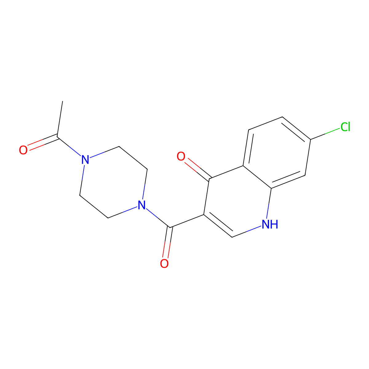 3-[(4-acetylpiperazin-1-yl)carbonyl]-7-chloroquinolin-4(1H)-one molecular structure, CAS 1144448-70-3