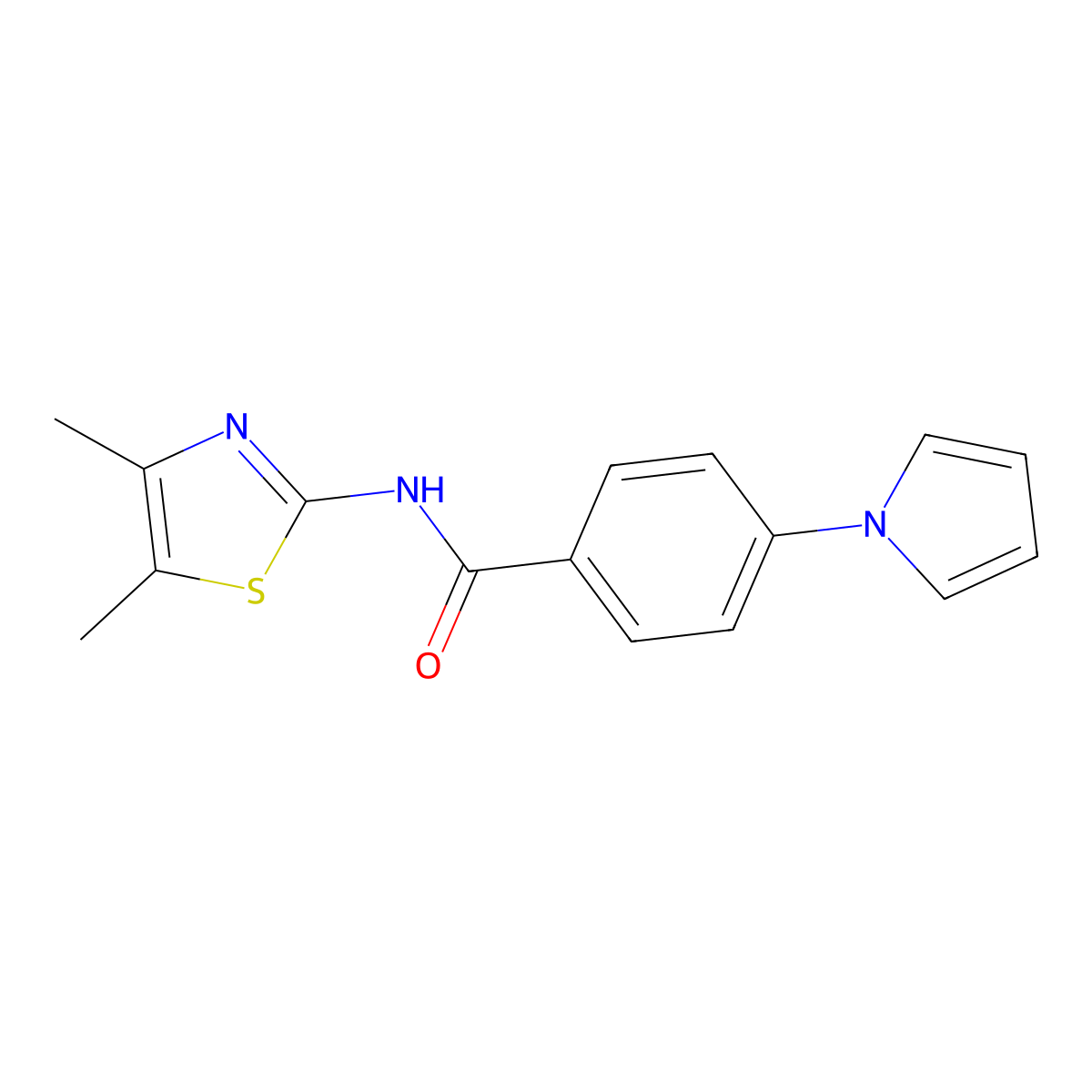 N-(4,5-dimethyl-1,3-thiazol-2-yl)-4-(1H-pyrrol-1-yl)benzamide molecular structure, CAS 1144448-87-2