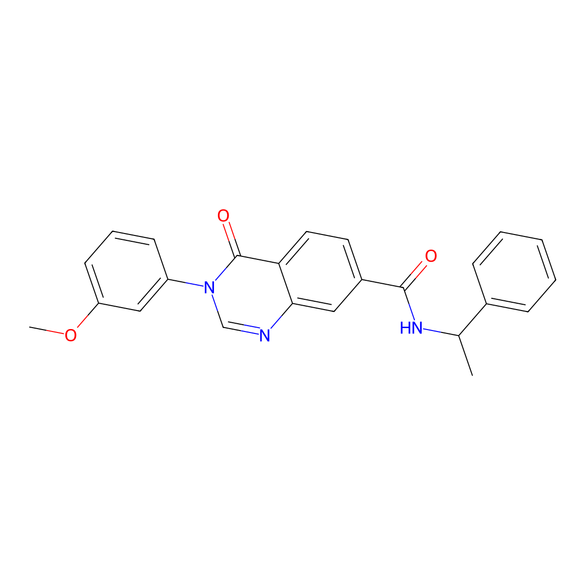 3-(3-methoxyphenyl)-4-oxo-N-(1-phenylethyl)-3,4-dihydroquinazoline-7-carboxamide molecular structure, CAS 1144448-89-4