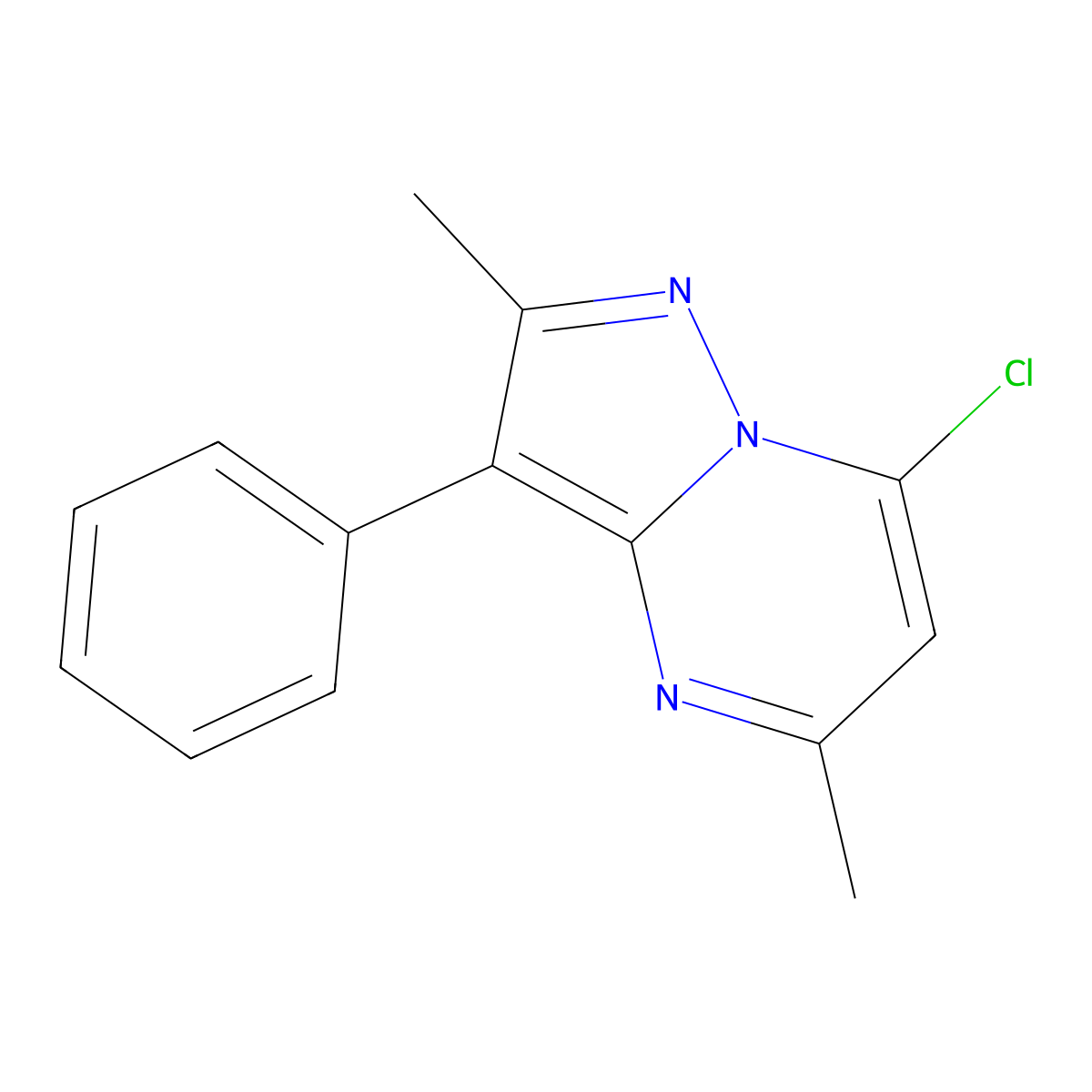 7-Chloro-2,5-dimethyl-3-phenylpyrazolo[1,5-a]pyrimidine molecular structure, CAS 1144449-18-2