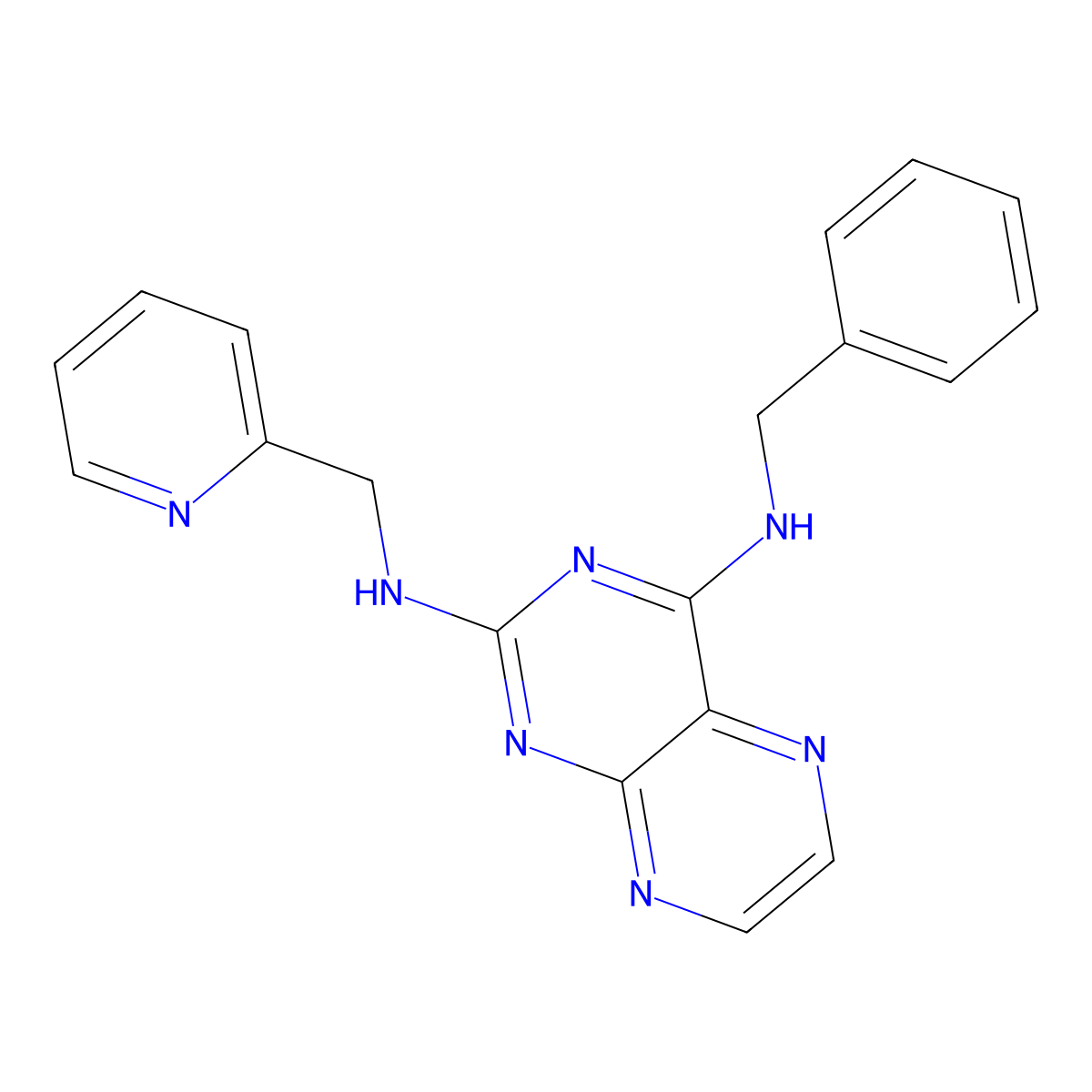 Benzyl{2-[(2-pyridylmethyl)amino]pteridin-4-yl}amine molecular structure, CAS 1144449-22-8