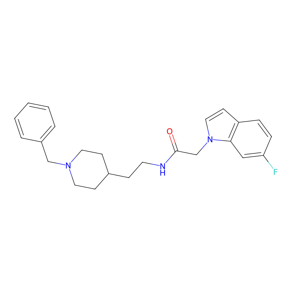 N-[2-(1-benzylpiperidin-4-yl)ethyl]-2-(6-fluoro-1H-indol-1-yl)acetamide molecular structure, CAS 1144449-32-0