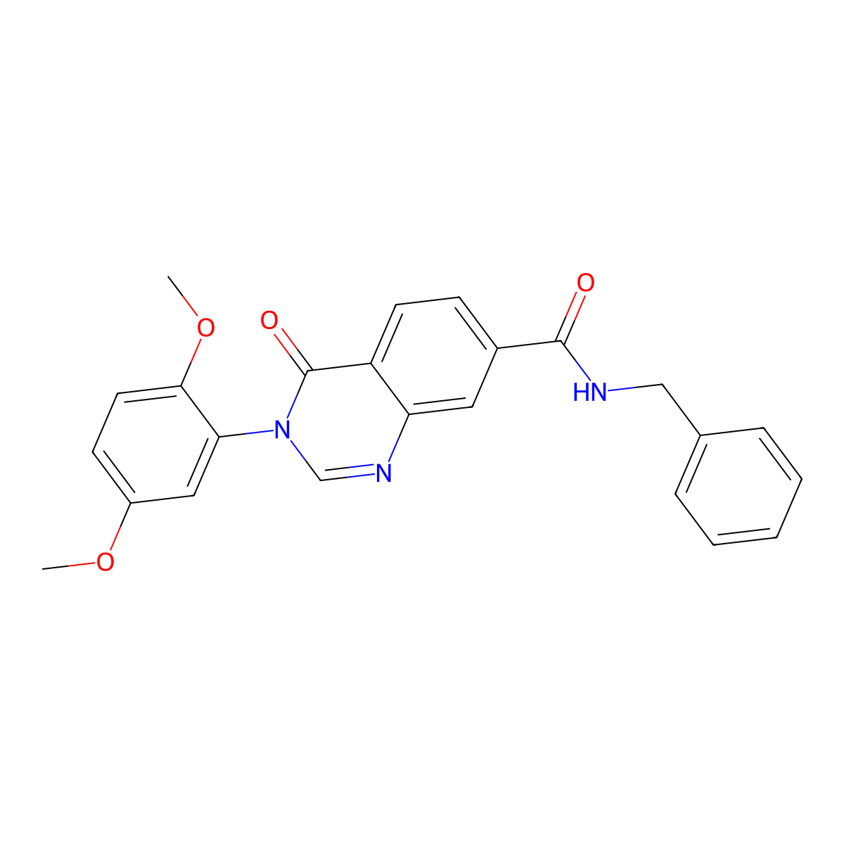 N-benzyl-3-(2,5-dimethoxyphenyl)-4-oxo-3,4-dihydroquinazoline-7-carboxamide molecular structure, CAS 1144449-33-1