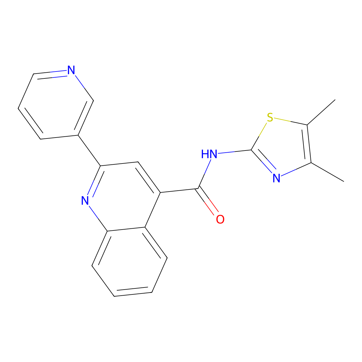 N-[(2Z)-4,5-dimethyl-1,3-thiazol-2(3H)-ylidene]-2-(pyridin-3-yl)quinoline-4-carboxamide molecular structure, CAS 1144449-61-5