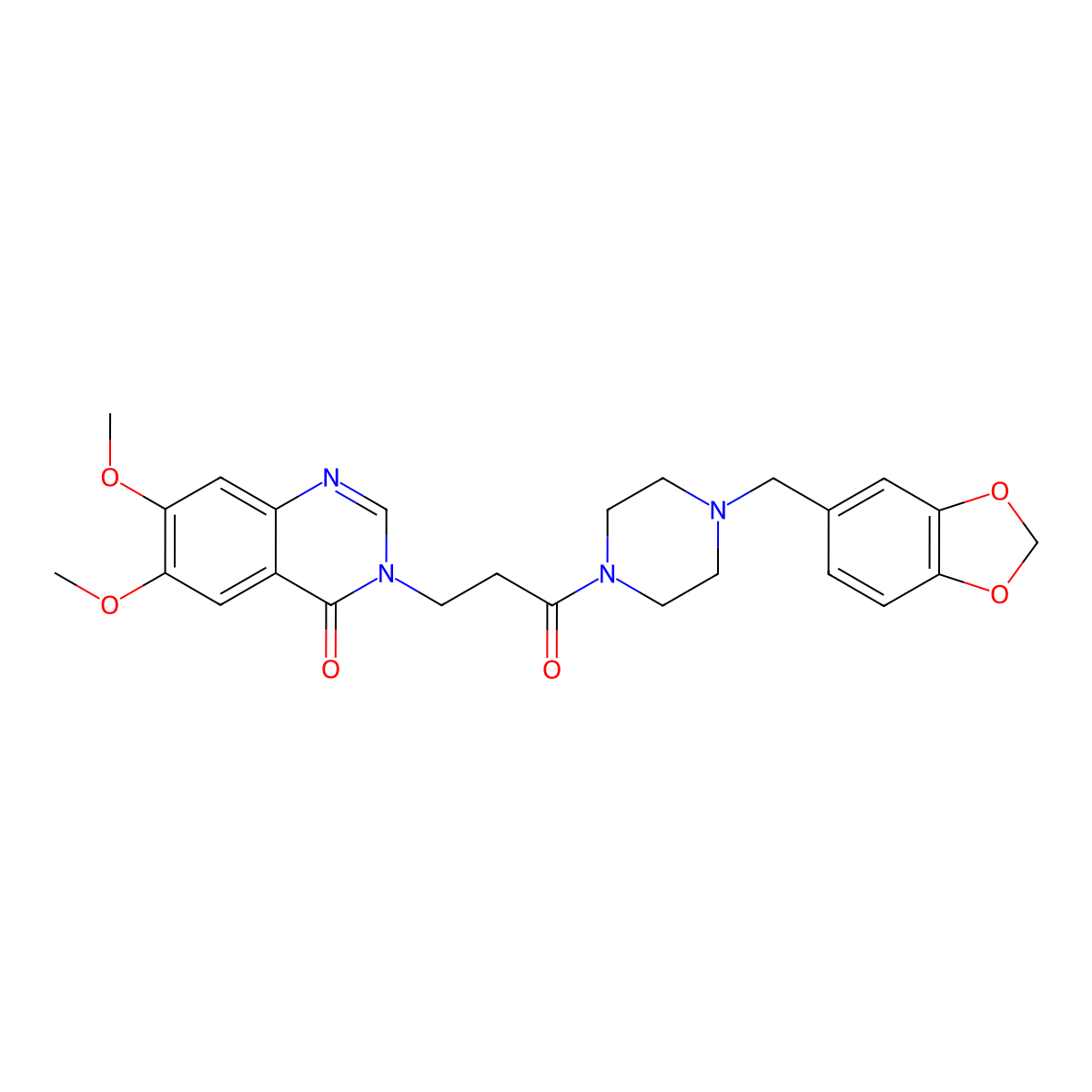 3-{3-[4-(1,3-benzodioxol-5-ylmethyl)piperazin-1-yl]-3-oxopropyl}-6,7-dimethoxyquinazolin-4(3H)-one molecular structure, CAS 1144449-64-8