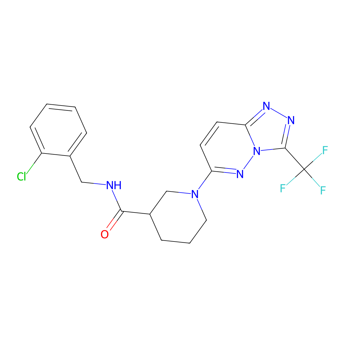N-(2-chlorobenzyl)-1-[3-(trifluoromethyl)[1,2,4]triazolo[4,3-b]pyridazin-6-yl]piperidine-3-carboxamide molecular structure, CAS 1144449-65-9