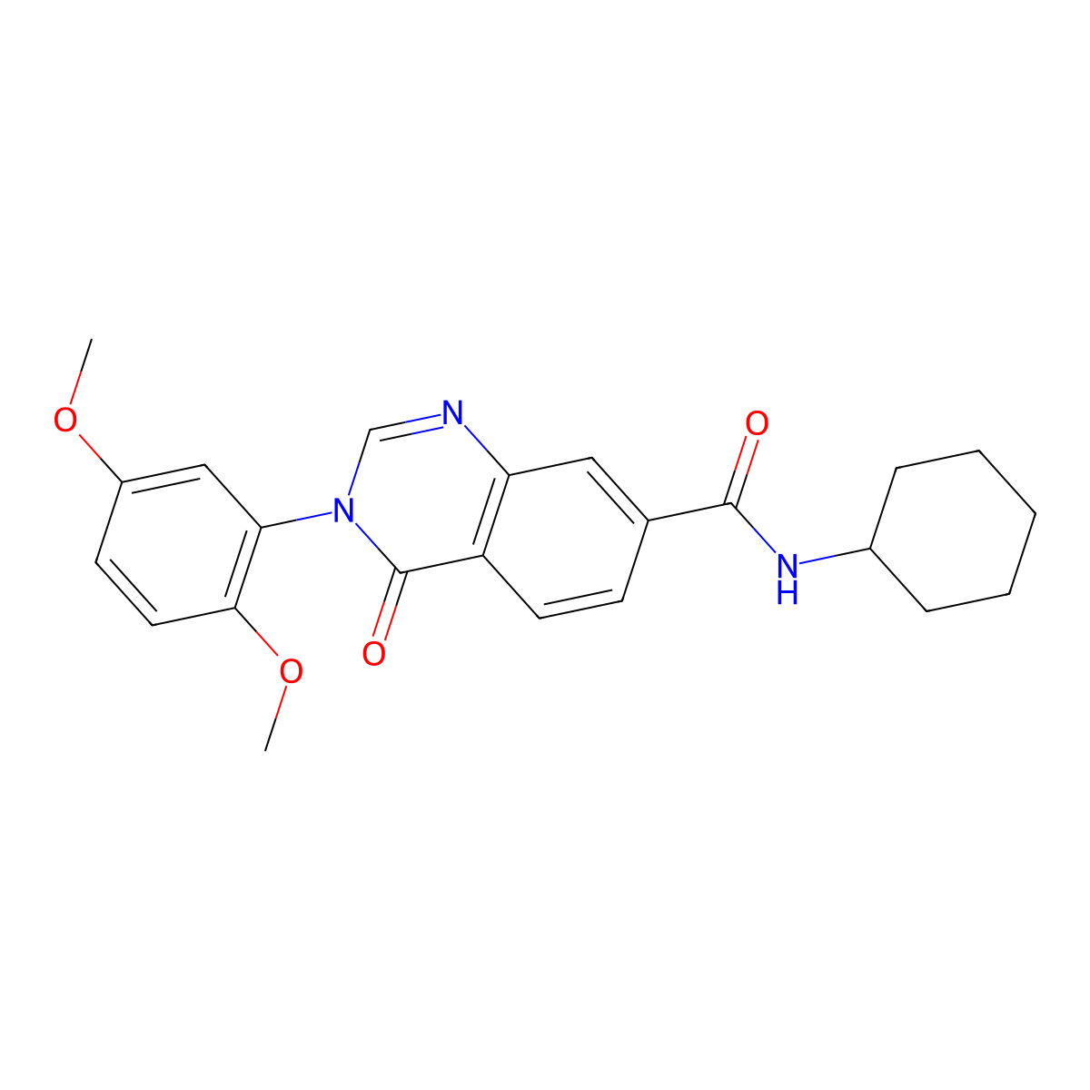 N-cyclohexyl-3-(2,5-dimethoxyphenyl)-4-oxo-3,4-dihydroquinazoline-7-carboxamide molecular structure, CAS 1144449-75-1