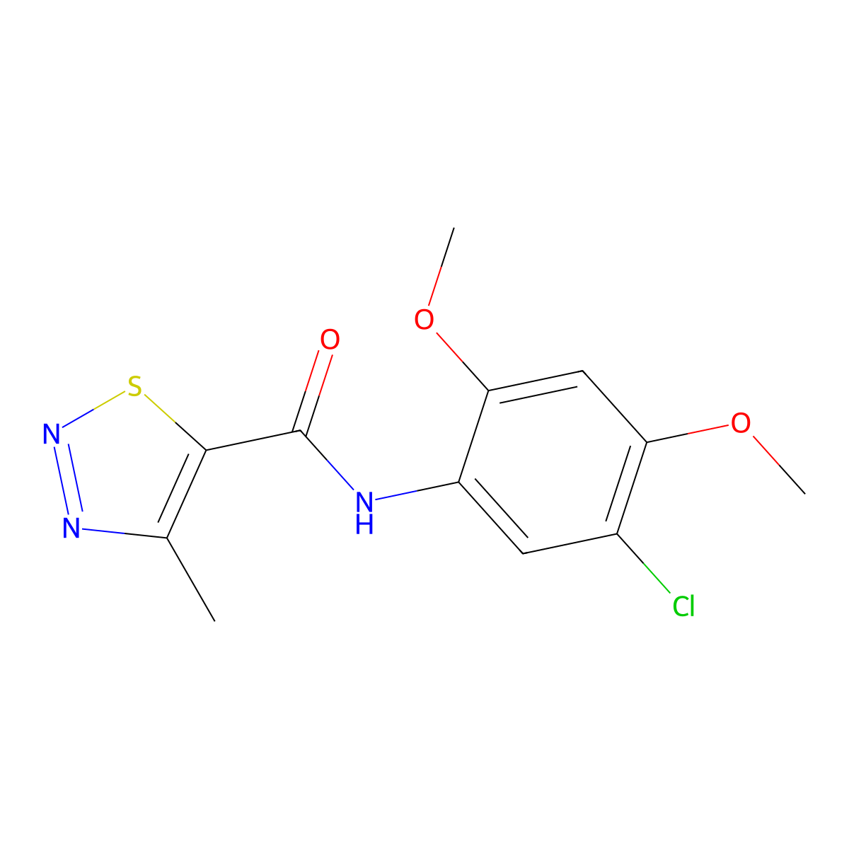 N-(5-chloro-2,4-dimethoxyphenyl)-4-methyl-1,2,3-thiadiazole-5-carboxamide molecular structure, CAS 1144450-02-1