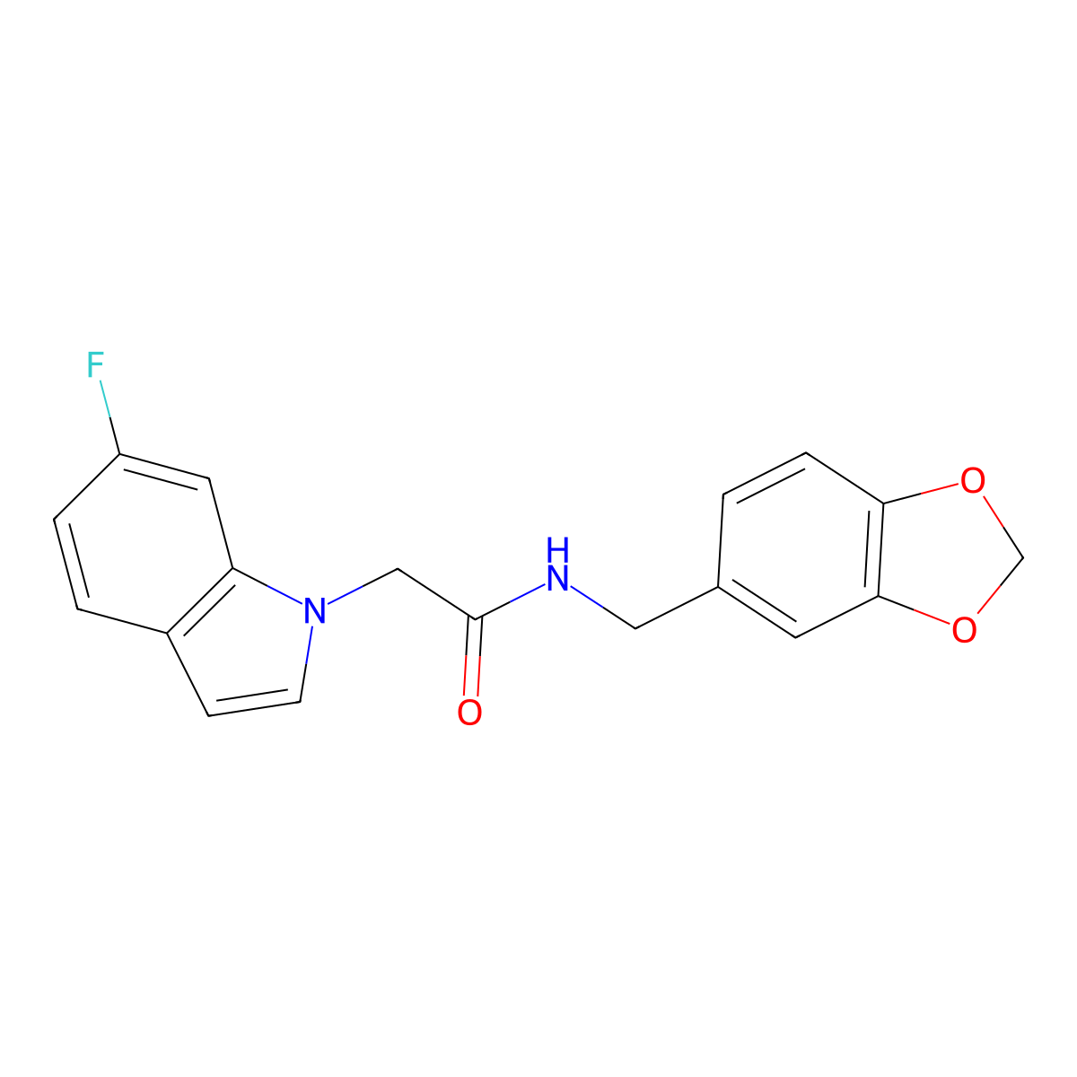 N-(1,3-benzodioxol-5-ylmethyl)-2-(6-fluoro-1H-indol-1-yl)acetamide molecular structure, CAS 1144450-09-8