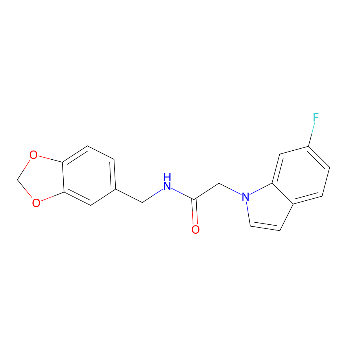 N-(1,3-benzodioxol-5-ylmethyl)-2-(6-fluoro-1H-indol-1-yl)acetamide molecular structure, CAS 1144450-09-8