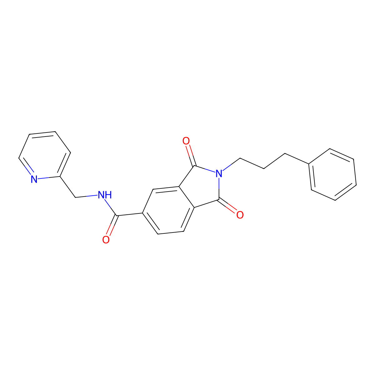 1,3-dioxo-2-(3-phenylpropyl)-N-(pyridin-2-ylmethyl)-2,3-dihydro-1H-isoindole-5-carboxamide molecular structure, CAS 1144450-12-3