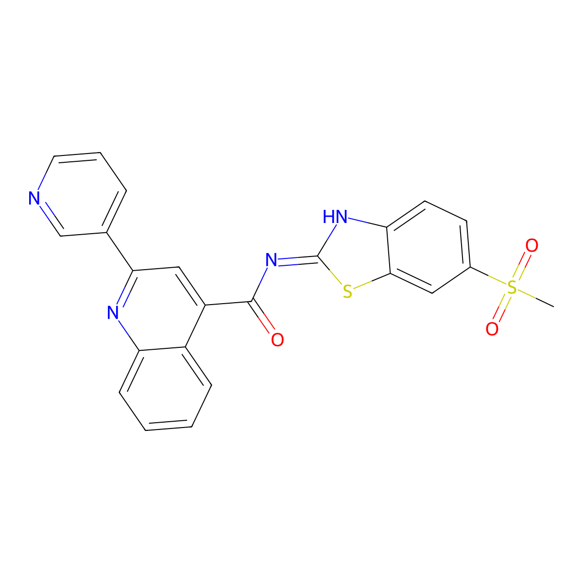 N-[(2Z)-6-(methylsulfonyl)-1,3-benzothiazol-2(3H)-ylidene]-2-(pyridin-3-yl)quinoline-4-carboxamide molecular structure, CAS 1144450-14-5