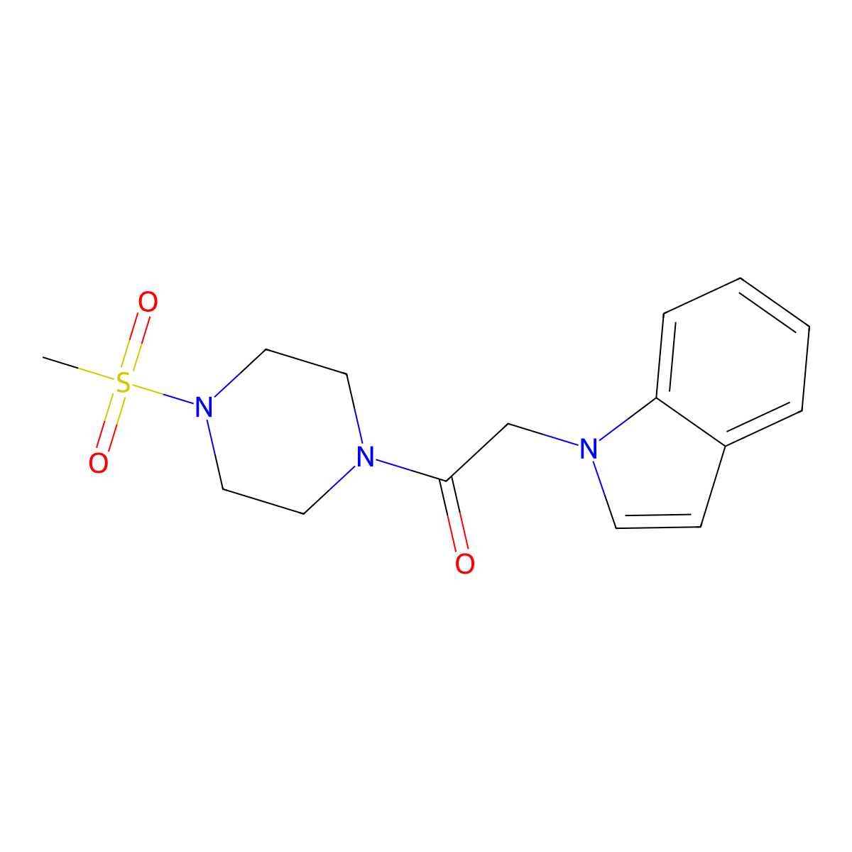 2-(1H-indol-1-yl)-1-(4-(methylsulfonyl)piperazin-1-yl)ethanone molecular structure, CAS 1144450-15-6