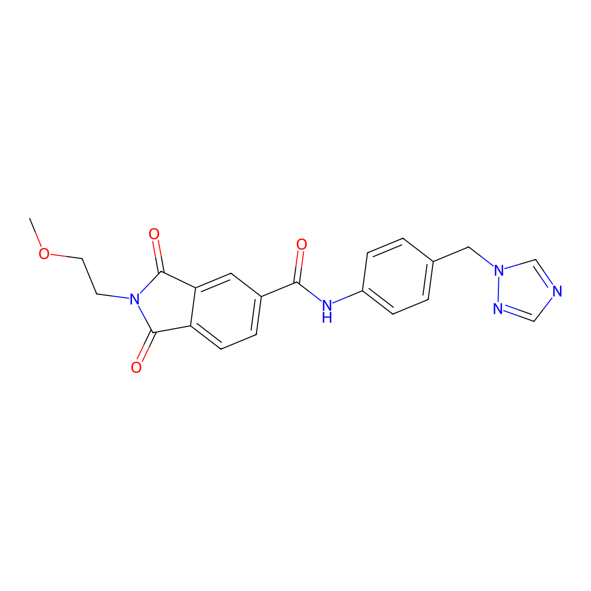 2-(2-methoxyethyl)-1,3-dioxo-N-[4-(1H-1,2,4-triazol-1-ylmethyl)phenyl]-2,3-dihydro-1H-isoindole-5-carboxamide molecular structure, CAS 1144450-35-0