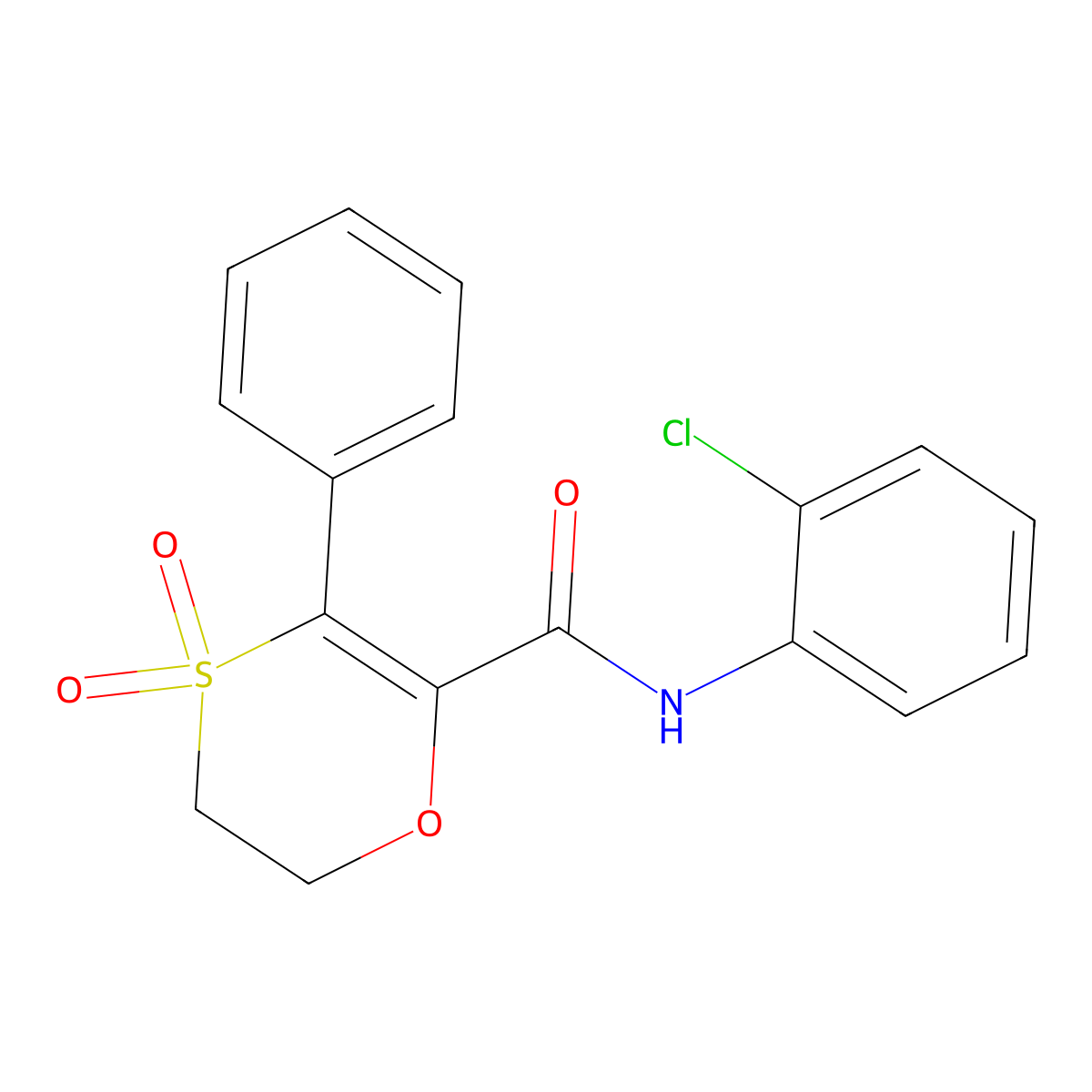 N-(2-chlorophenyl)-3-phenyl-5,6-dihydro-1,4-oxathiine-2-carboxamide 4,4-dioxide molecular structure, CAS 1144450-39-4