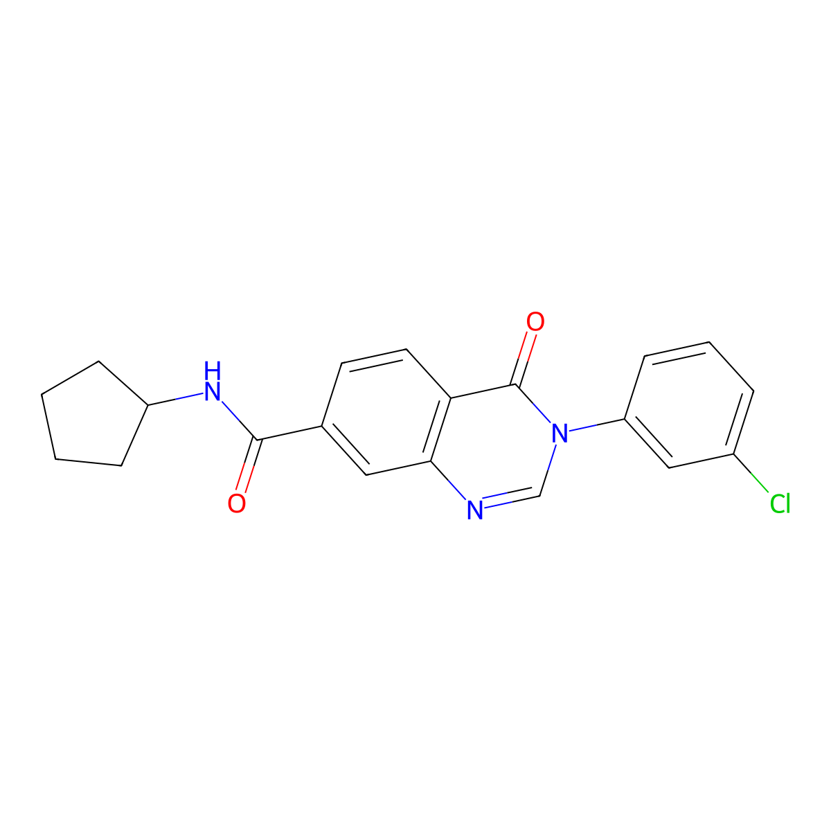 3-(3-chlorophenyl)-N-cyclopentyl-4-oxo-3,4-dihydroquinazoline-7-carboxamide molecular structure, CAS 1144450-50-9