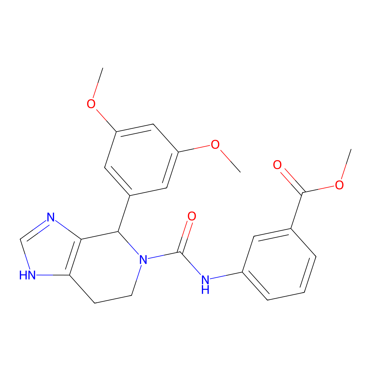 methyl 3-({[4-(3,5-dimethoxyphenyl)-1,4,6,7-tetrahydro-5H-imidazo[4,5-c]pyridin-5-yl]carbonyl}amino)benzoate molecular structure, CAS 1144451-12-6