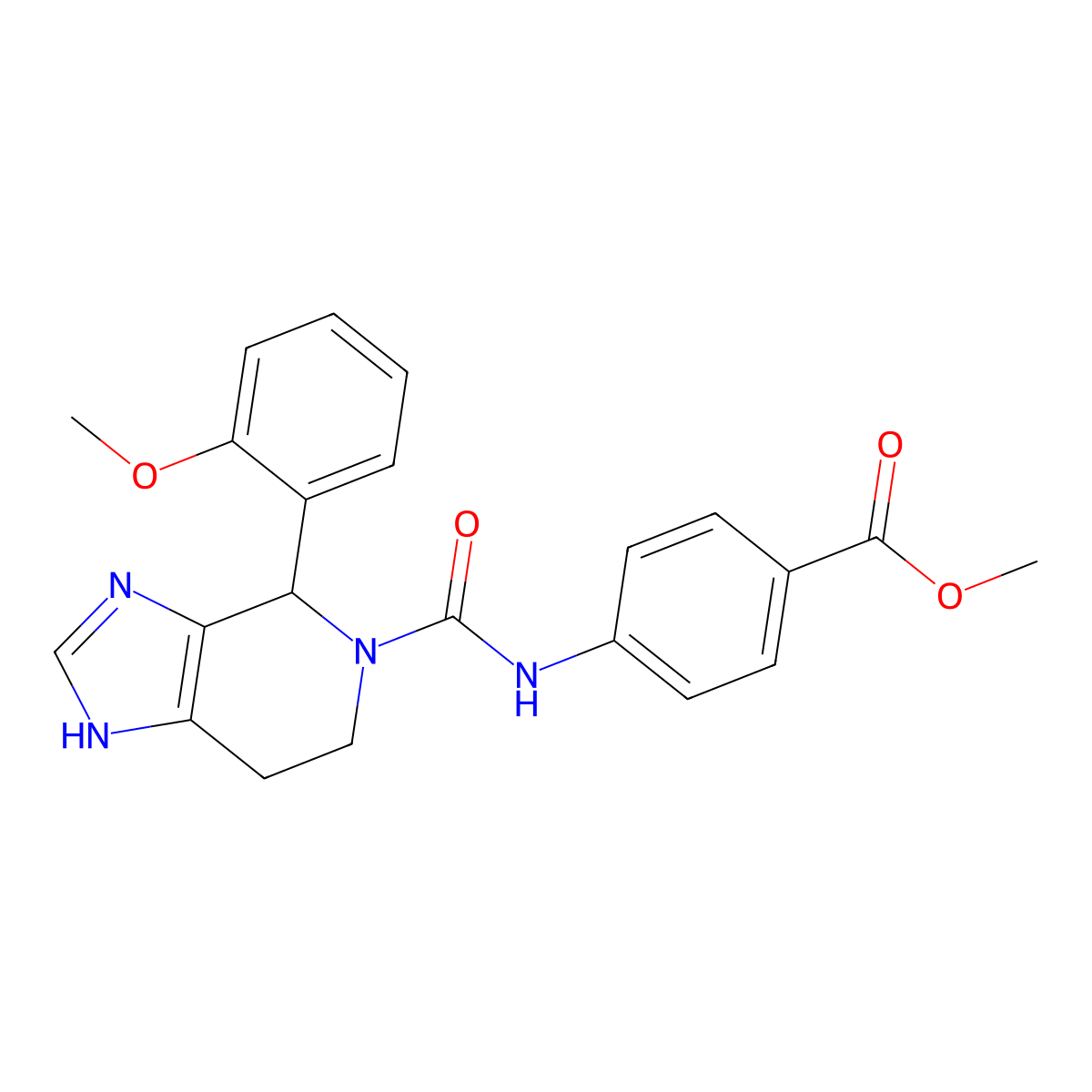 methyl 4-({[4-(2-methoxyphenyl)-3,4,6,7-tetrahydro-5H-imidazo[4,5-c]pyridin-5-yl]carbonyl}amino)benzoate molecular structure, CAS 1144451-23-9