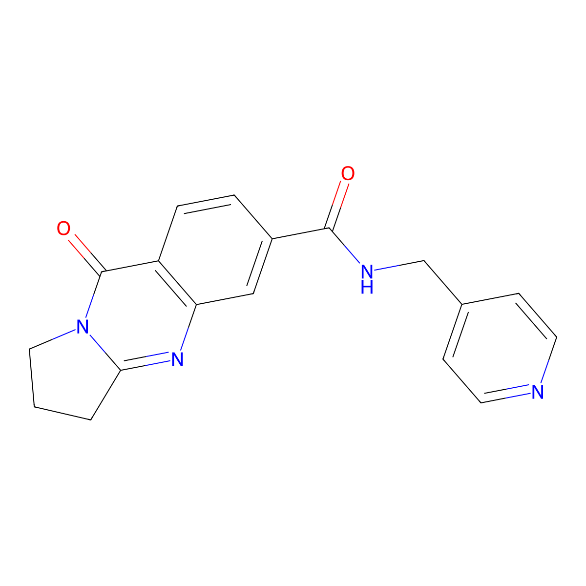 9-oxo-N-(pyridin-4-ylmethyl)-1,2,3,9-tetrahydropyrrolo[2,1-b]quinazoline-6-carboxamide molecular structure, CAS 1144451-32-0
