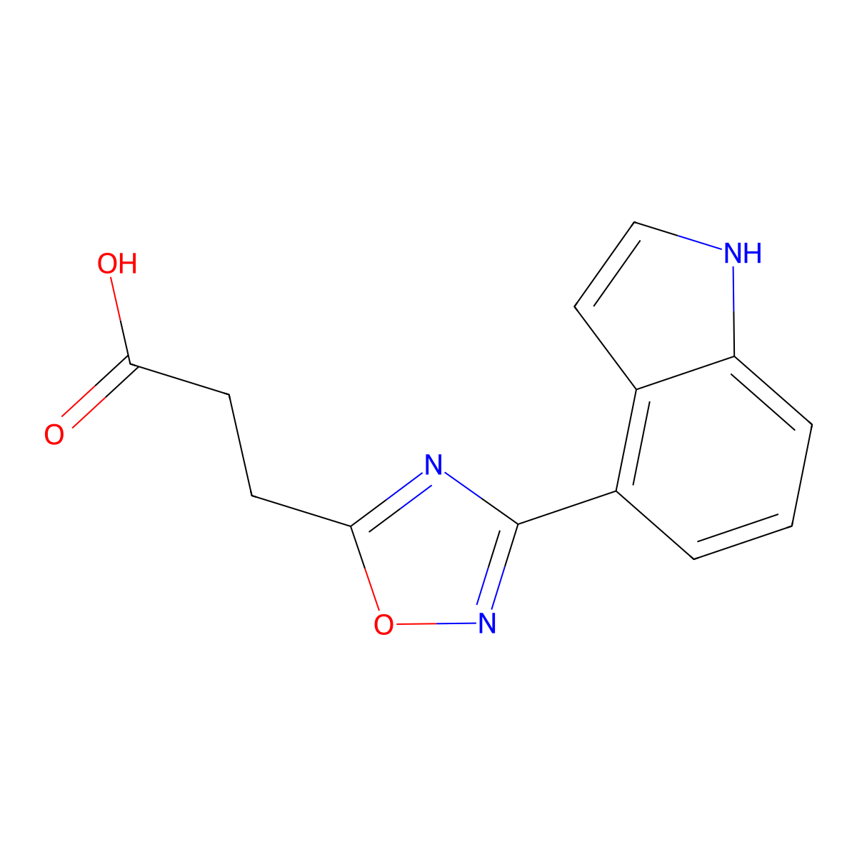3-(3-(1H-indol-4-yl)-1,2,4-oxadiazol-5-yl)propanoic acid molecular structure, CAS 1144451-52-4