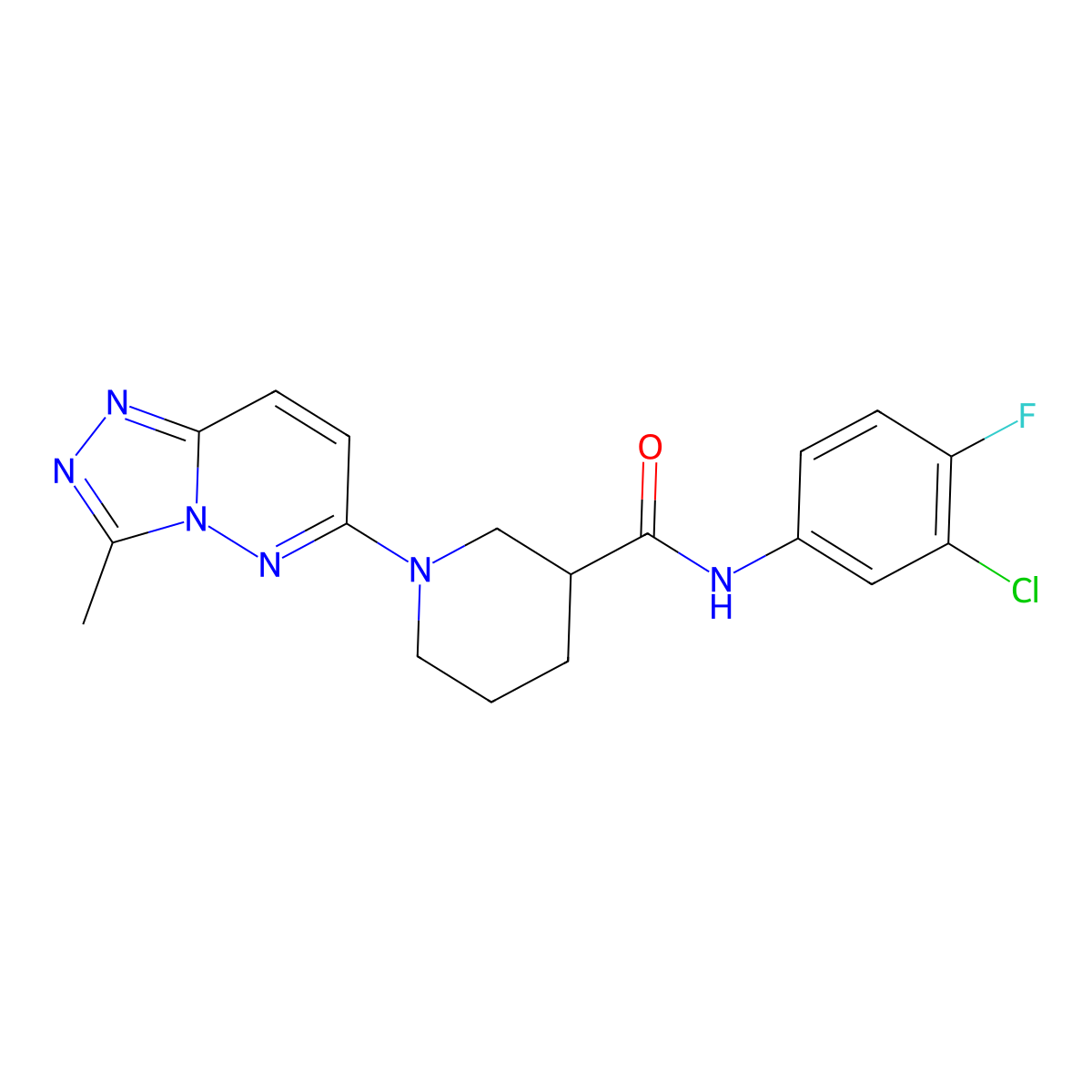 N-(3-chloro-4-fluorophenyl)-1-(3-methyl[1,2,4]triazolo[4,3-b]pyridazin-6-yl)piperidine-3-carboxamide molecular structure, CAS 1144451-59-1