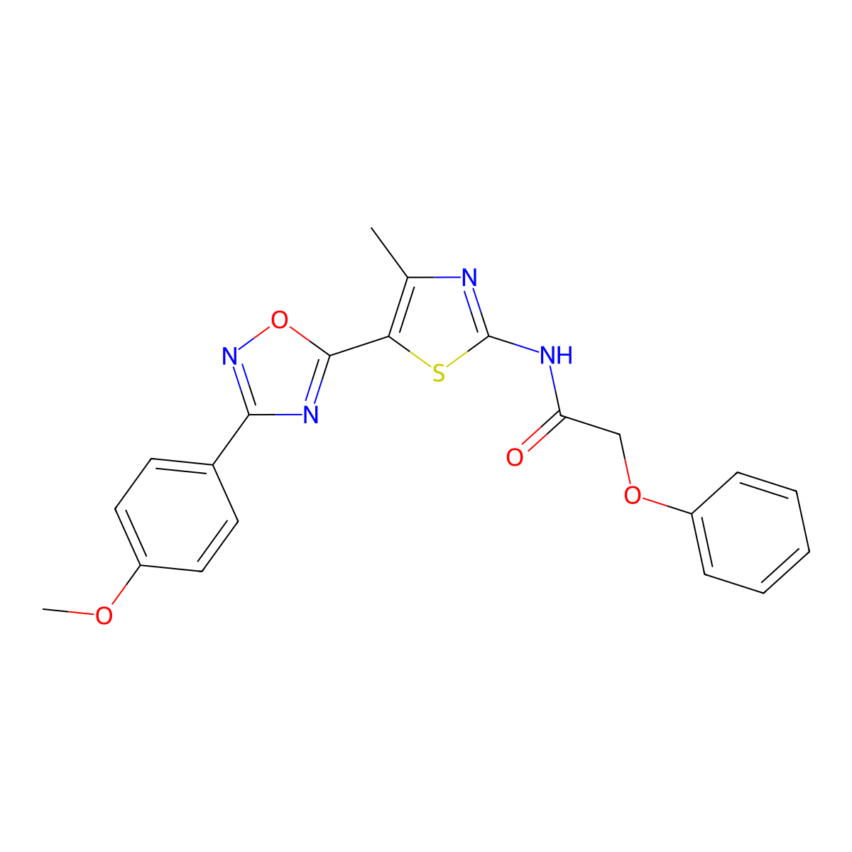 N-[(2E)-5-[3-(4-methoxyphenyl)-1,2,4-oxadiazol-5-yl]-4-methyl-1,3-thiazol-2(3H)-ylidene]-2-phenoxyacetamide molecular structure, CAS 1144451-60-4