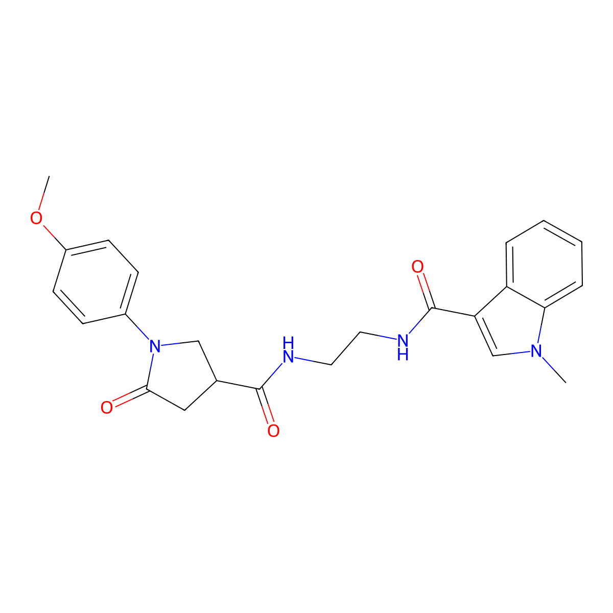 N-[2-({[1-(4-methoxyphenyl)-5-oxopyrrolidin-3-yl]carbonyl}amino)ethyl]-1-methyl-1H-indole-3-carboxamide molecular structure, CAS 1144451-69-3