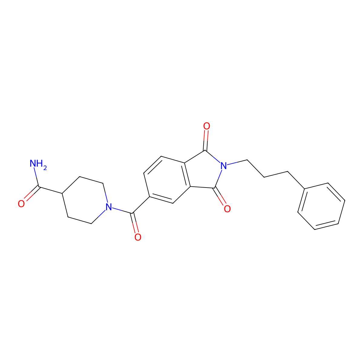 1-{[1,3-dioxo-2-(3-phenylpropyl)-2,3-dihydro-1H-isoindol-5-yl]carbonyl}piperidine-4-carboxamide molecular structure, CAS 1144451-79-5