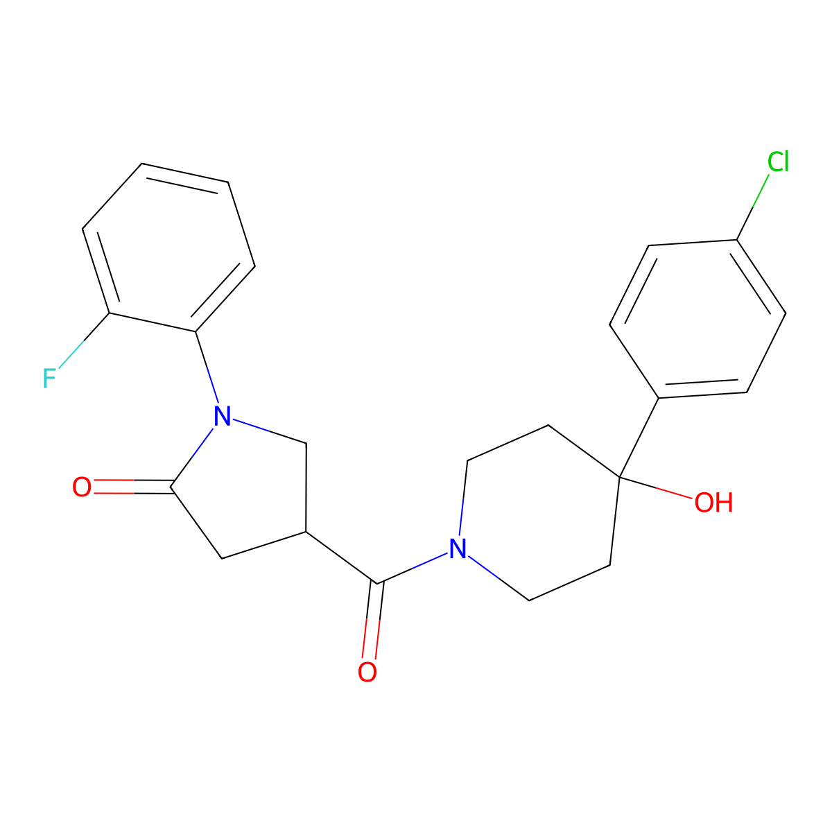 4-{[4-(4-Chlorophenyl)-4-hydroxypiperidino]carbonyl}-1-(2-fluorophenyl)-2-pyrrolidinone molecular structure, CAS 1144451-83-1