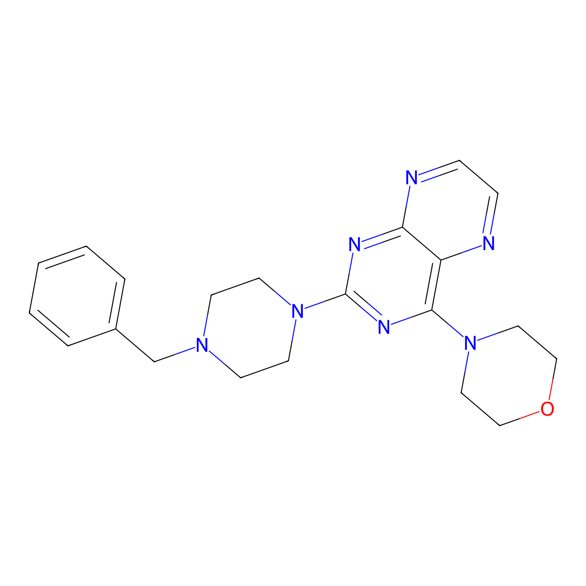 2-(4-Benzylpiperazin-1-yl)-4-(morpholin-4-yl)pteridine molecular structure, CAS 1144452-14-1
