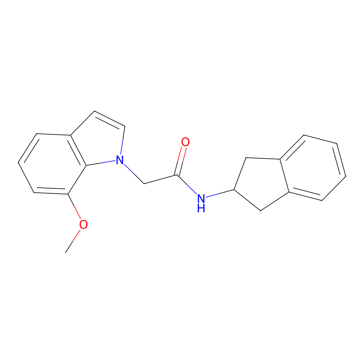 N-(2,3-dihydro-1H-inden-2-yl)-2-(7-methoxy-1H-indol-1-yl)acetamide molecular structure, CAS 1144452-15-2