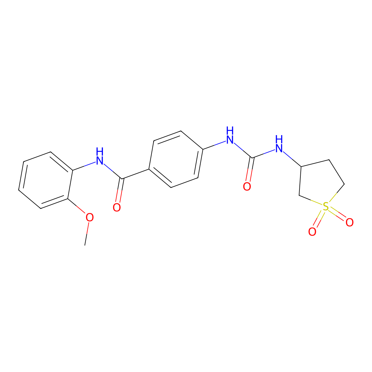 4-{[(1,1-dioxidotetrahydrothiophen-3-yl)carbamoyl]amino}-N-(2-methoxyphenyl)benzamide molecular structure, CAS 1144452-25-4