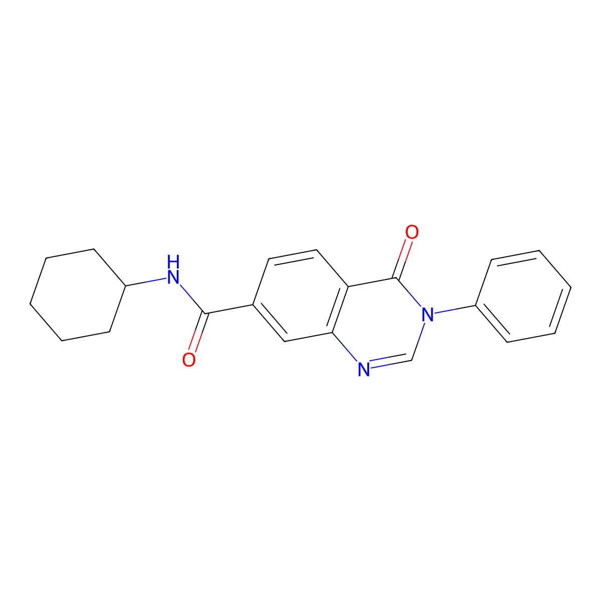 N-cyclohexyl-4-oxo-3-phenyl-3,4-dihydroquinazoline-7-carboxamide molecular structure, CAS 1144452-27-6