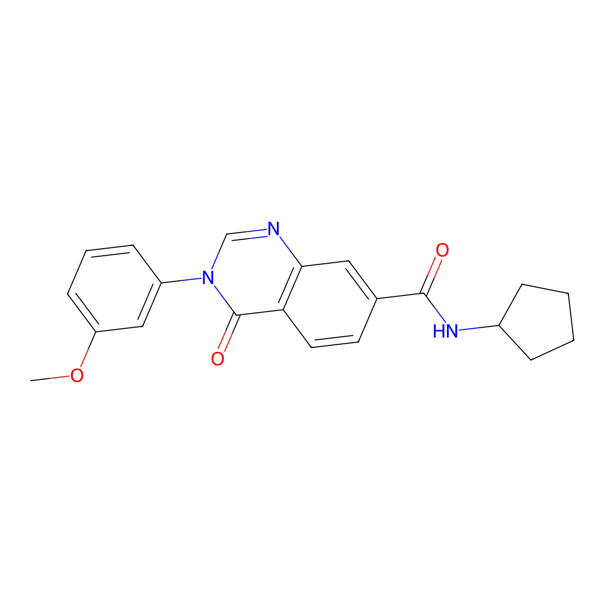 N-cyclopentyl-3-(3-methoxyphenyl)-4-oxo-3,4-dihydroquinazoline-7-carboxamide molecular structure, CAS 1144452-28-7