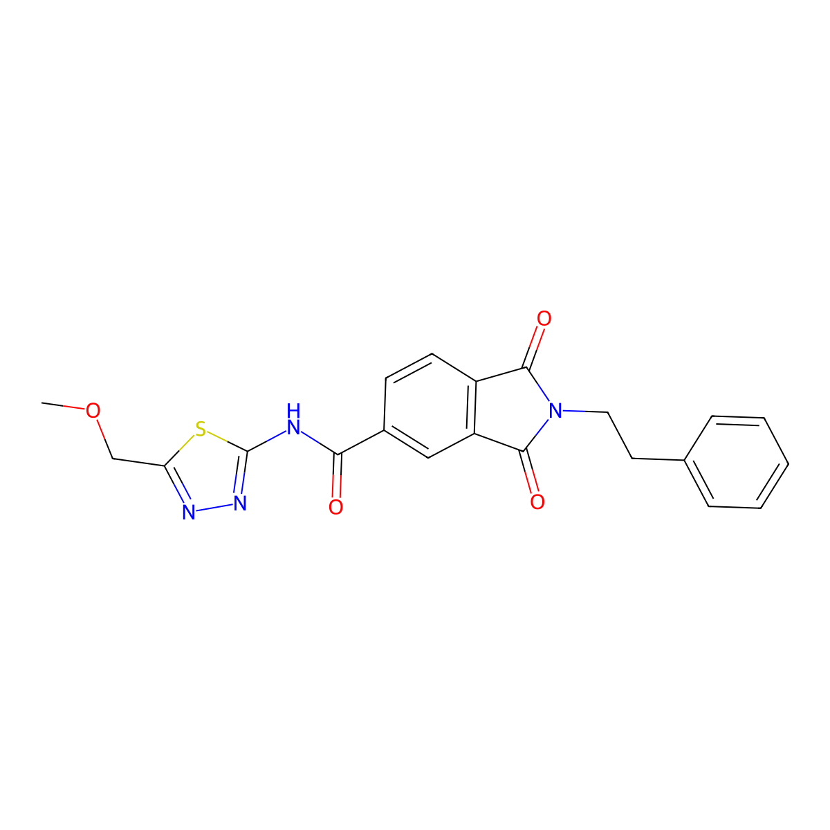 N-[(2E)-5-(methoxymethyl)-1,3,4-thiadiazol-2(3H)-ylidene]-1,3-dioxo-2-(2-phenylethyl)-2,3-dihydro-1H-isoindole-5-carboxamide molecular structure, CAS 1144452-55-0