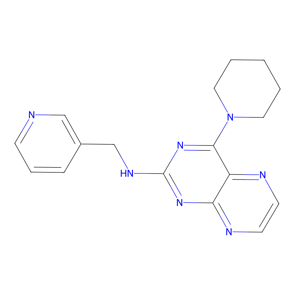 (4-Piperidylpteridin-2-yl)(3-pyridylmethyl)amine molecular structure, CAS 1144452-62-9