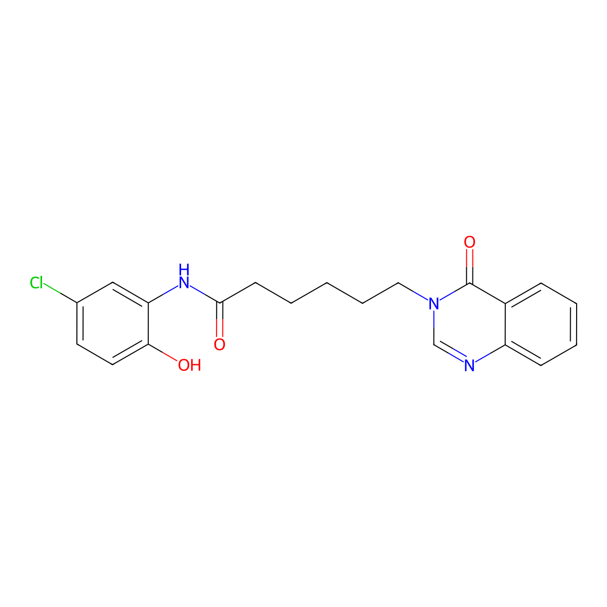 N-(5-chloro-2-hydroxyphenyl)-6-(4-oxoquinazolin-3(4H)-yl)hexanamide molecular structure, CAS 1144452-77-6