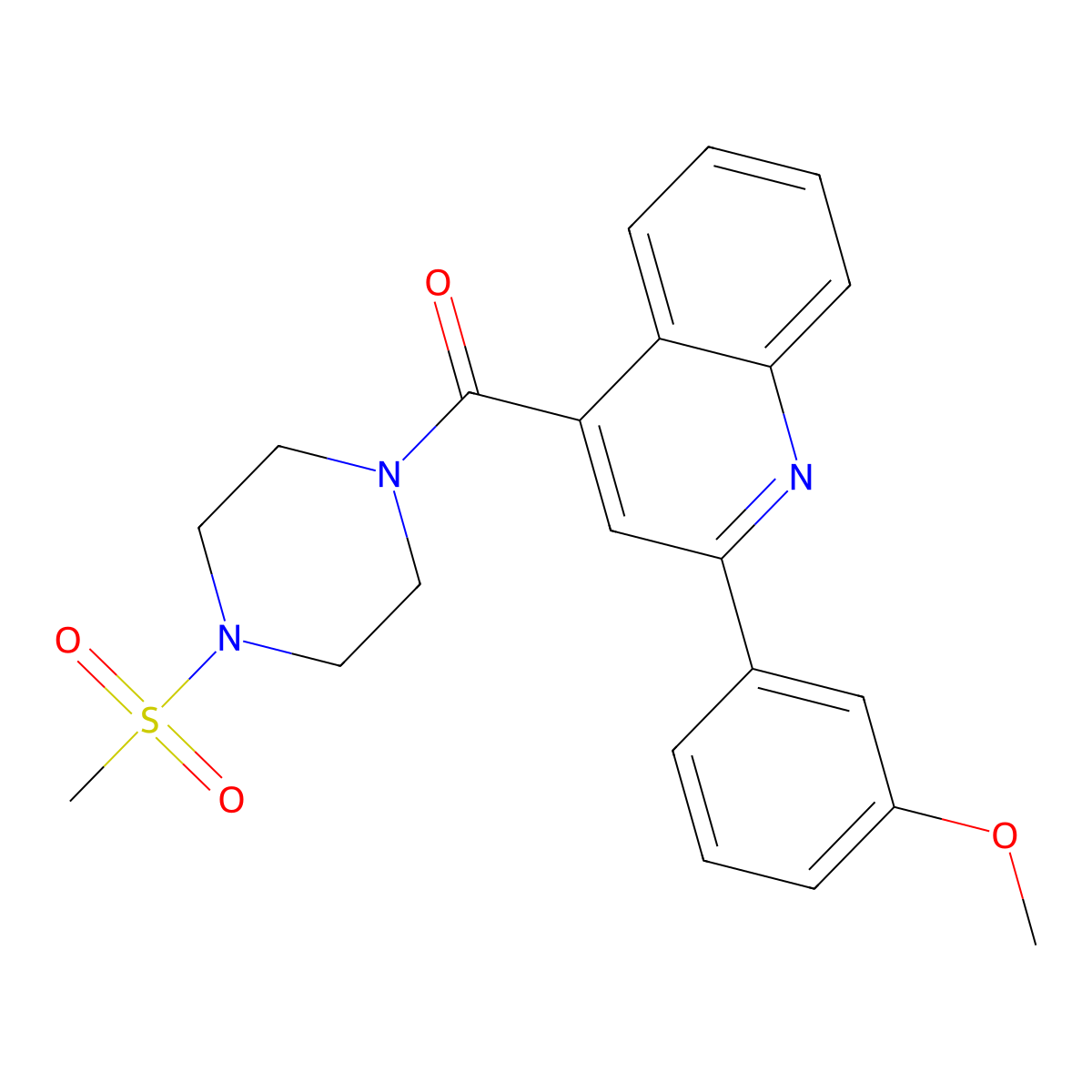 [2-(3-Methoxyphenyl)-4-quinolyl][4-(methylsulfonyl)piperazino]methanone molecular structure, CAS 1144452-90-3