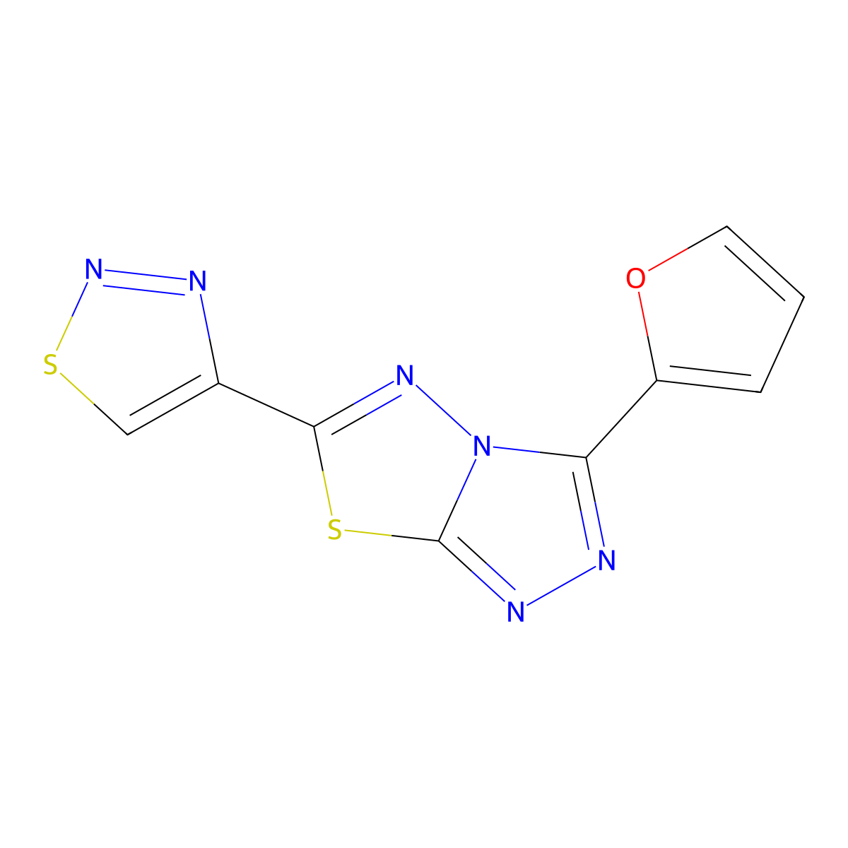 4-[3-(Furan-2-yl)-[1,2,4]triazolo[3,4-b][1,3,4]thiadiazol-6-yl]-1,2,3-thiadiazole molecular structure, CAS 1144452-96-9
