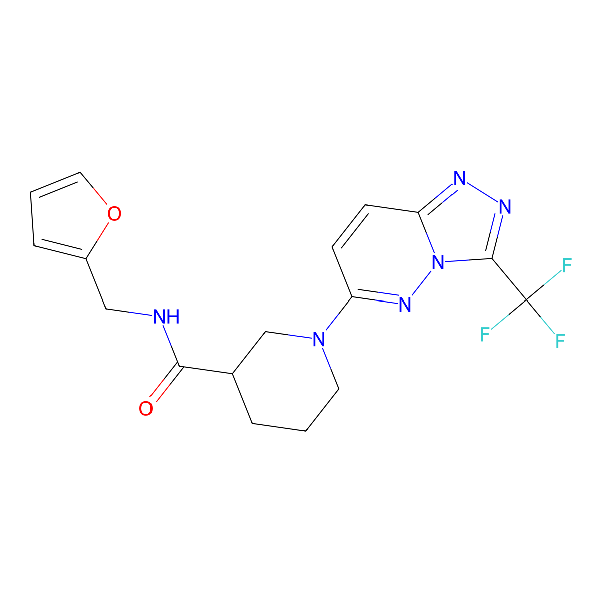 N-(furan-2-ylmethyl)-1-[3-(trifluoromethyl)[1,2,4]triazolo[4,3-b]pyridazin-6-yl]piperidine-3-carboxamide molecular structure, CAS 1144453-09-7