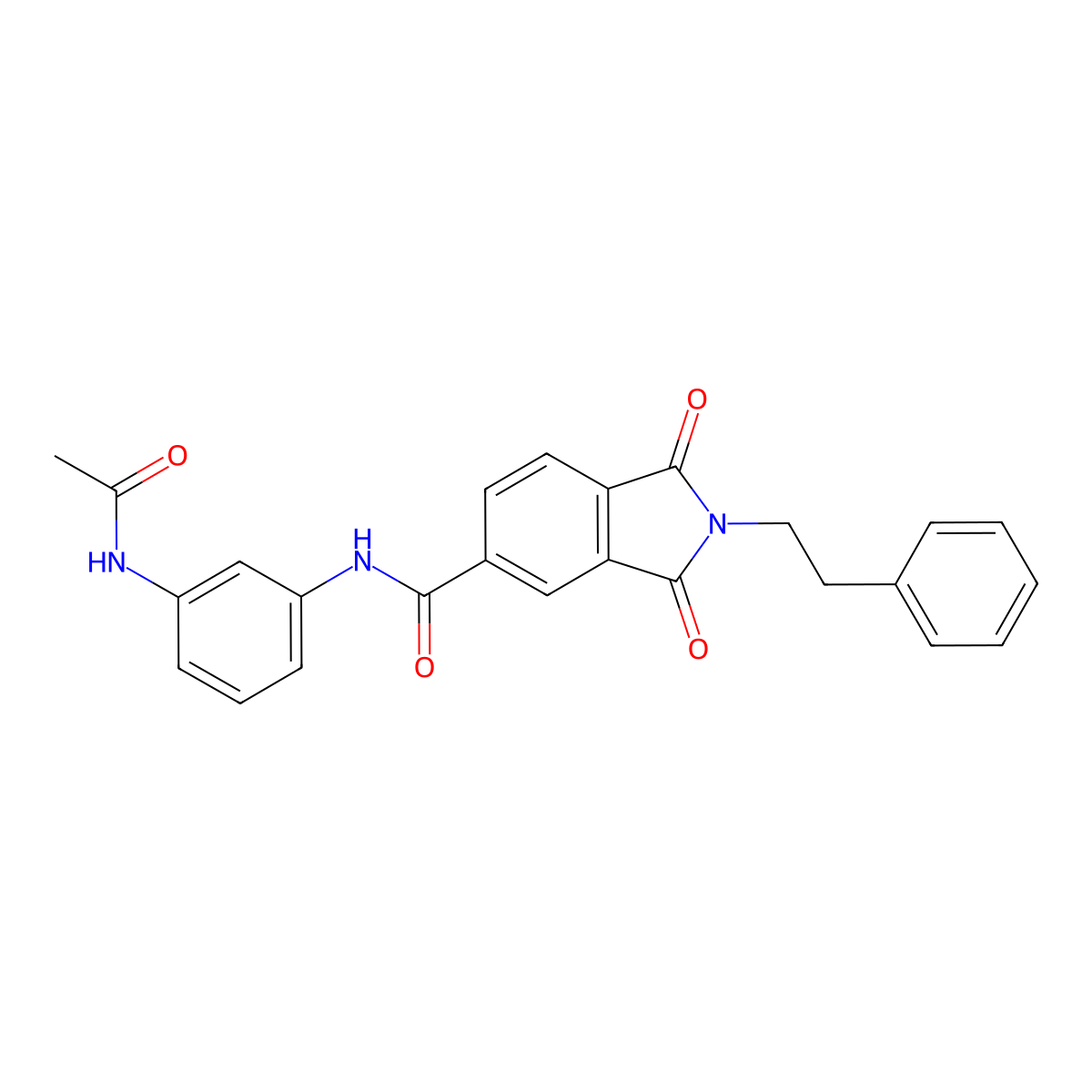 N-[3-(acetylamino)phenyl]-1,3-dioxo-2-(2-phenylethyl)-2,3-dihydro-1H-isoindole-5-carboxamide molecular structure, CAS 1144453-15-5