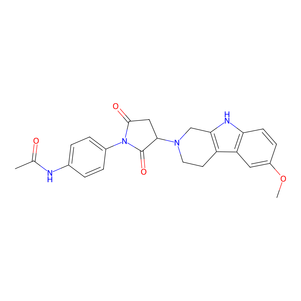 N-{4-[3-(6-methoxy-1,3,4,9-tetrahydro-2H-beta-carbolin-2-yl)-2,5-dioxopyrrolidin-1-yl]phenyl}acetamide molecular structure, CAS 1144453-23-5