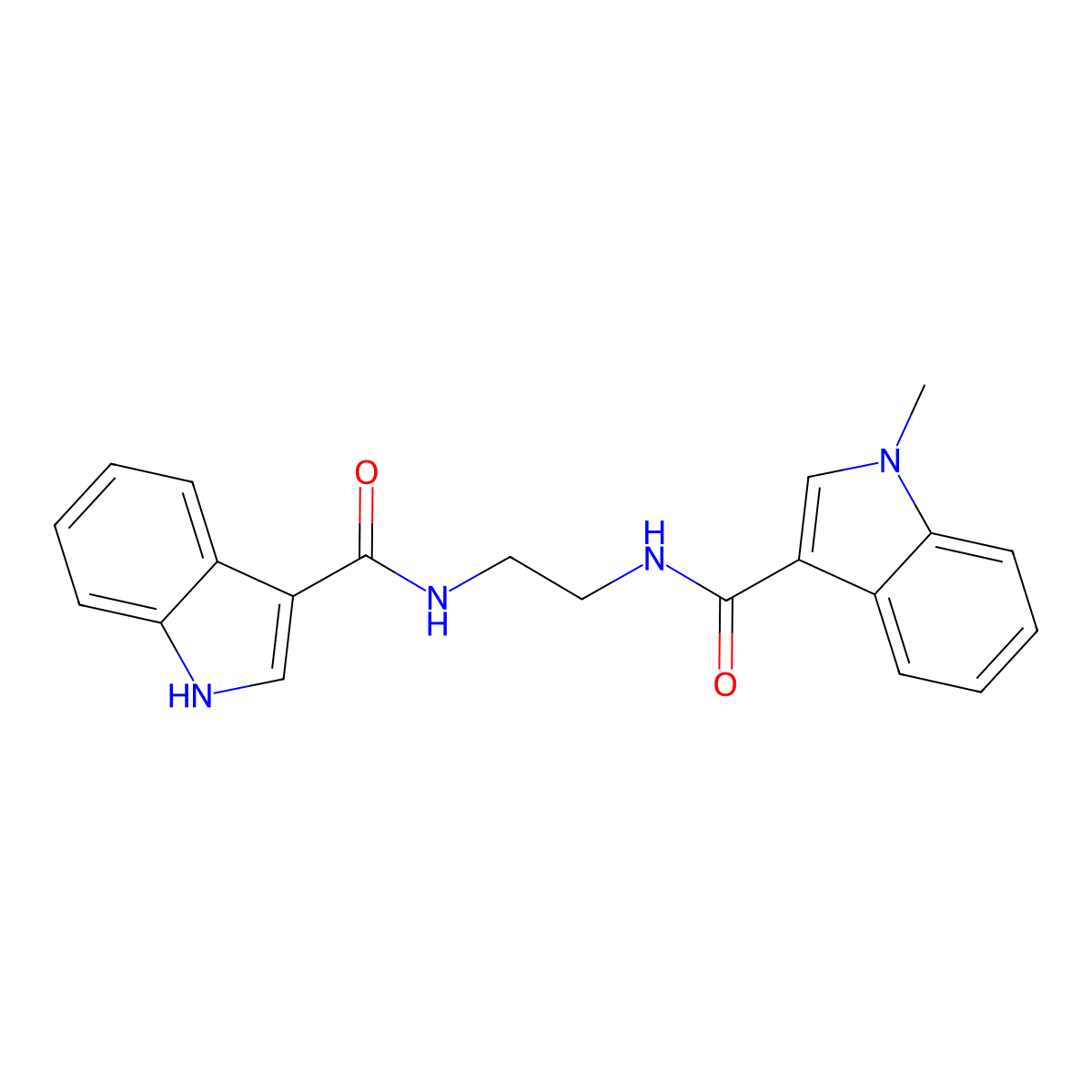 N-{2-[(1H-indol-3-ylcarbonyl)amino]ethyl}-1-methyl-1H-indole-3-carboxamide molecular structure, CAS 1144453-25-7