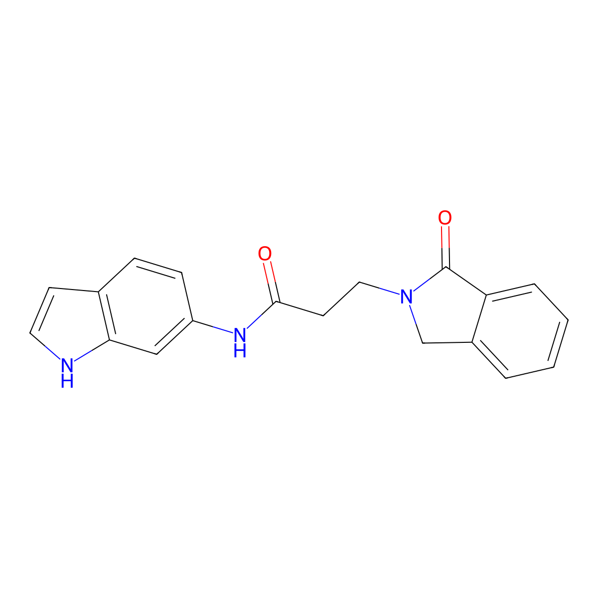N-(1H-indol-6-yl)-3-(1-oxo-1,3-dihydro-2H-isoindol-2-yl)propanamide molecular structure, CAS 1144453-27-9