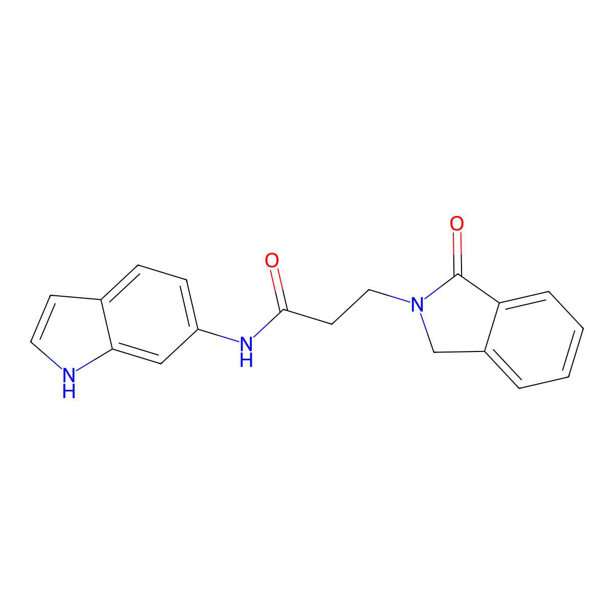 N-(1H-indol-6-yl)-3-(1-oxo-1,3-dihydro-2H-isoindol-2-yl)propanamide molecular structure, CAS 1144453-27-9